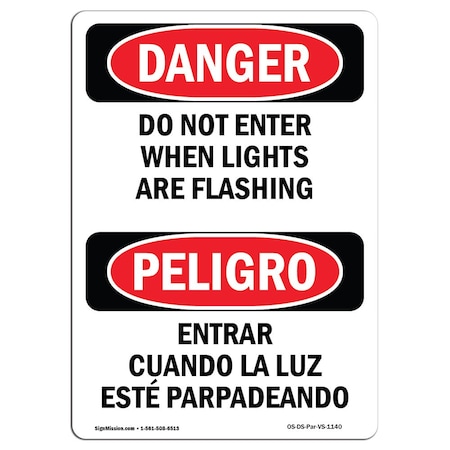 Signmission OSHA Sign, 5" Height, Do Not Enter When Light Spanish, DS-D-35-VS-1140-10PK OS-DS-D-35-VS-1140-10PK